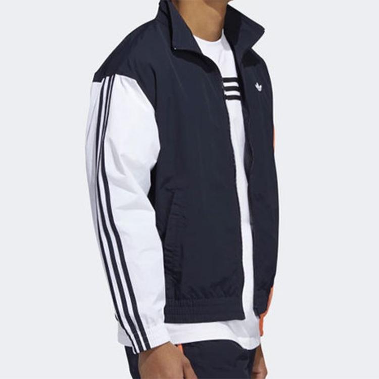 Adidas Originals Trefoil Vintage Contrast Nylon Sports Jacket Men Jackets Ink-Blue FM1537