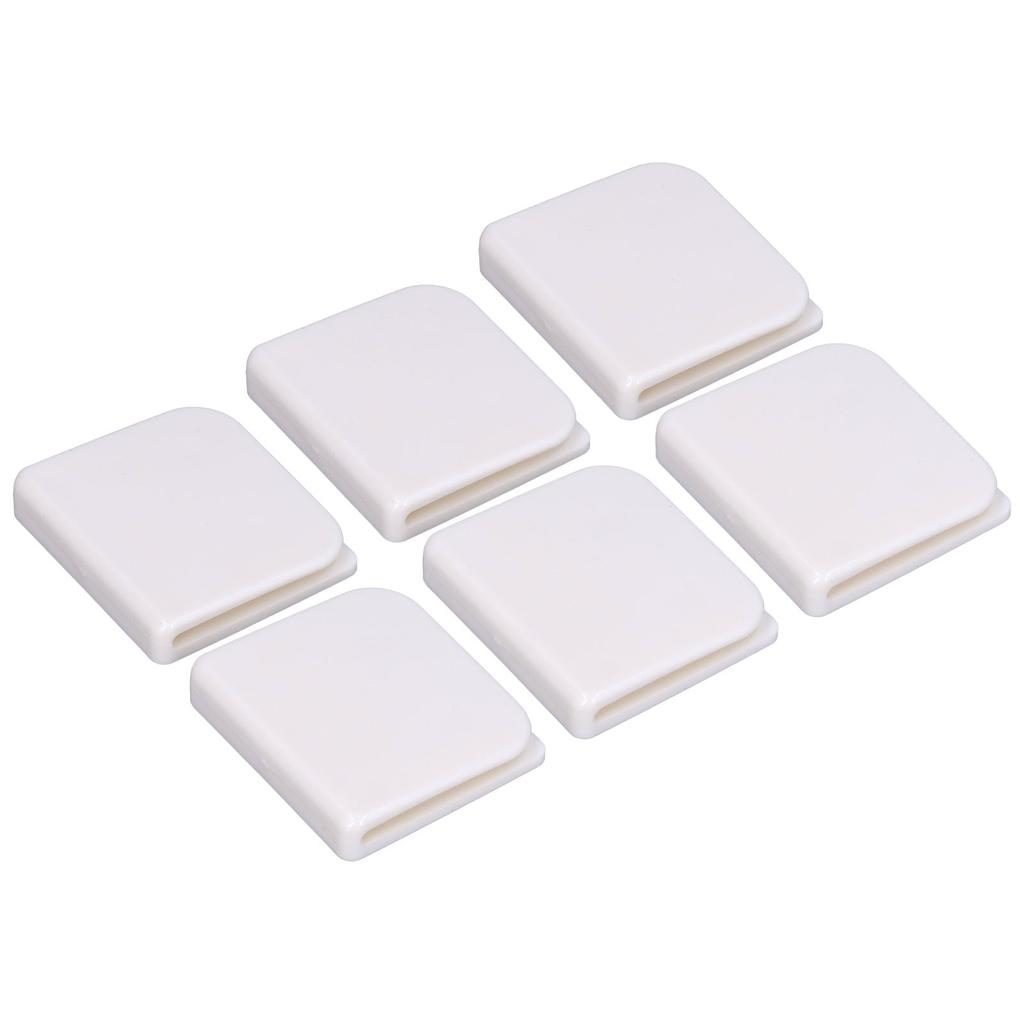 6Pcs Set Shower Splash Curtain Clips White Self Adhesive 4.5x5cm for Home Bathroom Bedroom Living Room Kitchen
