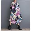 New Loose Large Size Oceanic Printing Mid-length Literary Retro Dresses