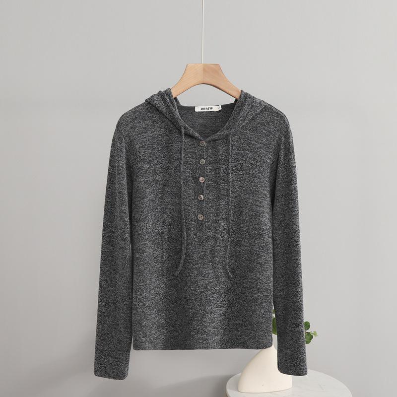 Women's Slimming High Elasticity Knitted Hoodie - Autumn/Winter Style, Warm Long Sleeve Casual Top