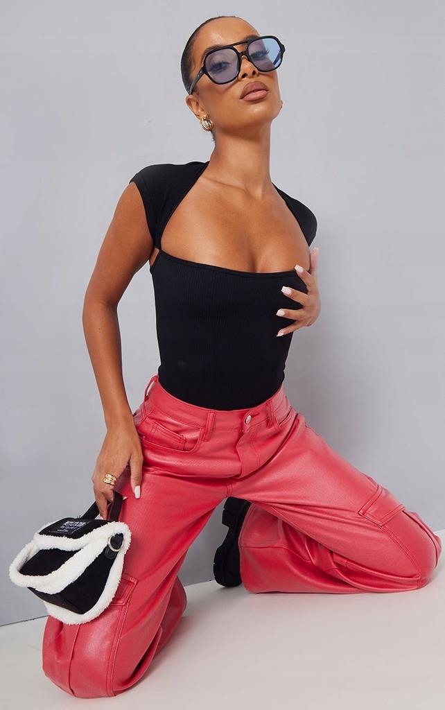 Prettylittlething Body Prążkowane Czarne M 0A1A1_C*