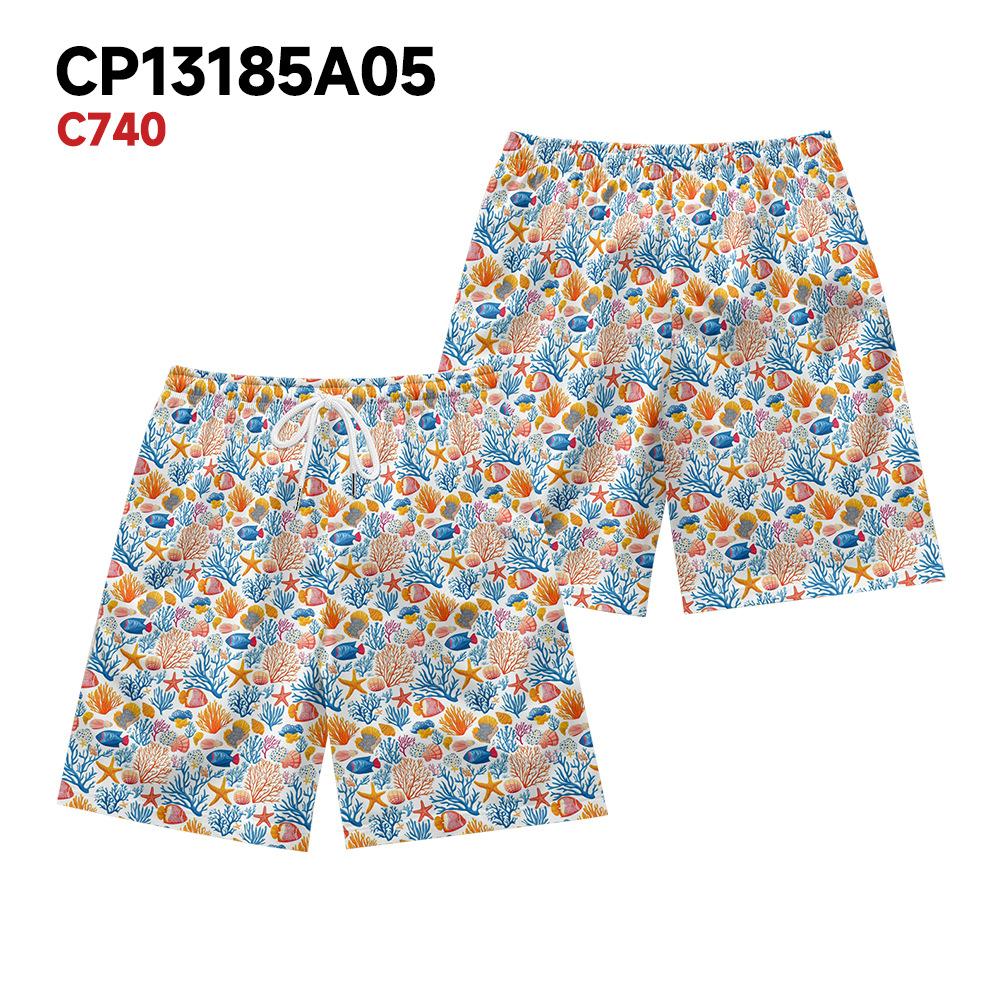 

European And American Marine Creatures Floral Elements Men S Casual Shorts Beach Pants XXS