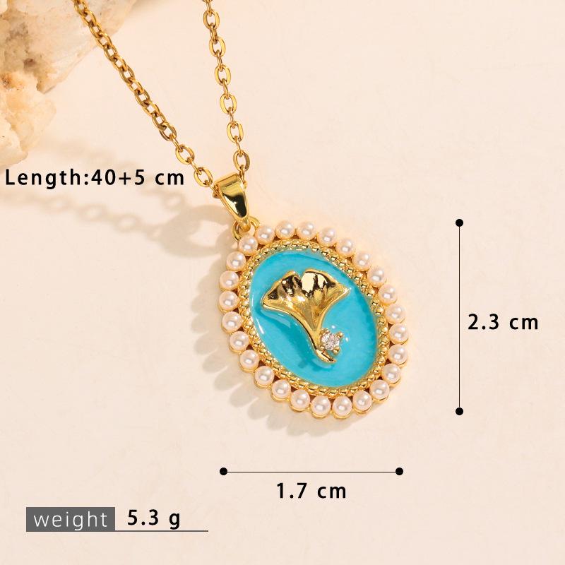 Monet's Garden Pearl Floral Pendant Necklace: Retro Oil Painting Style Clavicle Chain for Women