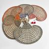 Bohemian Hand-woven Straw Fan Colorful Hand Braided Fan Decorative Handmade Fan  Beach