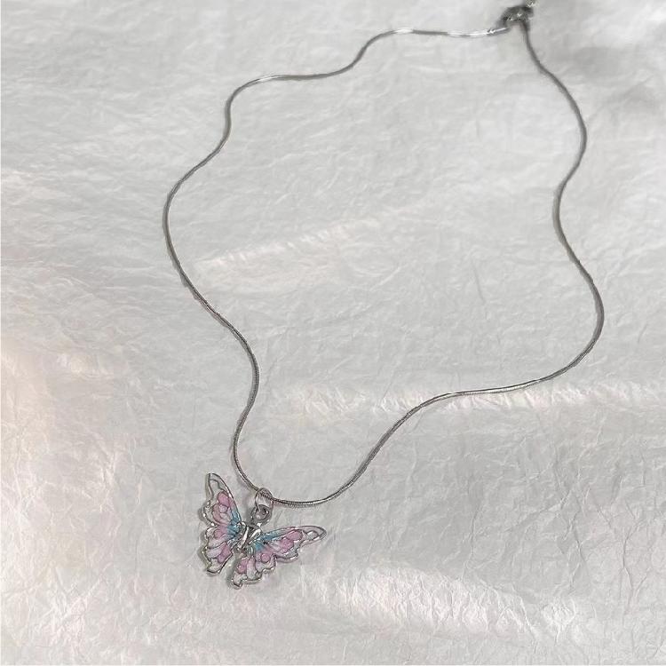 Butterfly Necklace Korean Style Butterflies Snake Bone Chain Statement Jewelry