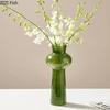 Green Glass Vase Flowers Pots Hydroponic Flower Vessels Desk Decoration Flower Arrangement  Floral Vases Room Aesthetic Decor