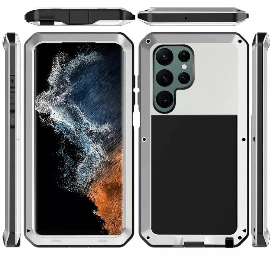 Aluminum Alloy Metal Armor Case for Samsung S26 S25 Edge S24 S23 S22 S21 S20 Plus Note 20 Ultra Shockproof Heavy Duty Tank Cover