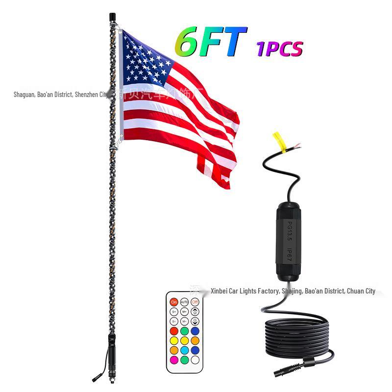RGB Off-road Flagpole and Beach Atmosphere Light with Brake Function