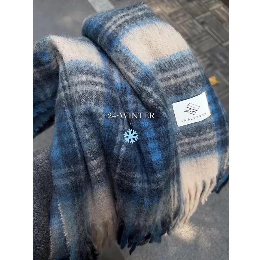 North thickened warm scarf soft waxy couple shawl winter high sense solid color versatile fringed scarf women