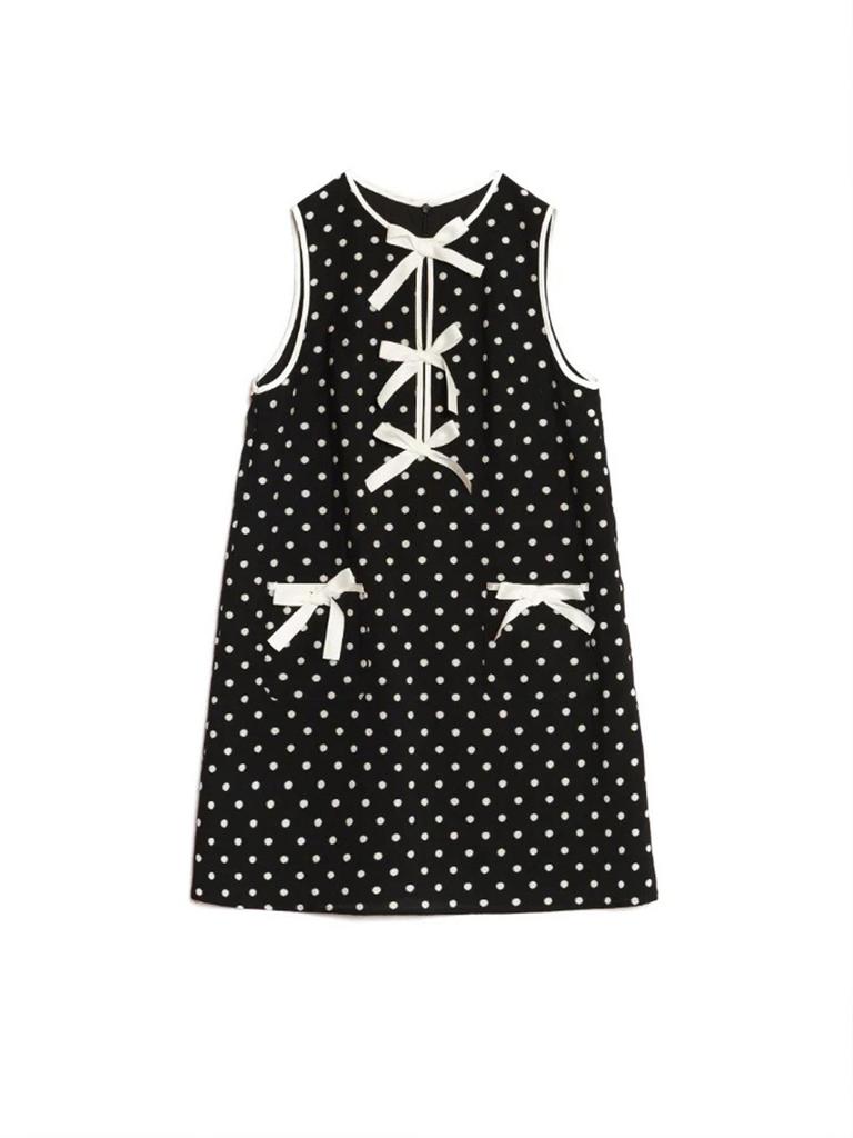 Elegant Summer Round Neck Polka Dot Sleeveless Mini Dress