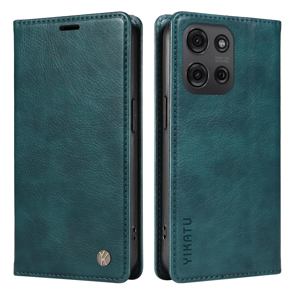 YIKATU YK-006 For Motorola Moto G75 5G Case Magnetic Closure Leather Phone Cover Litchi Texture