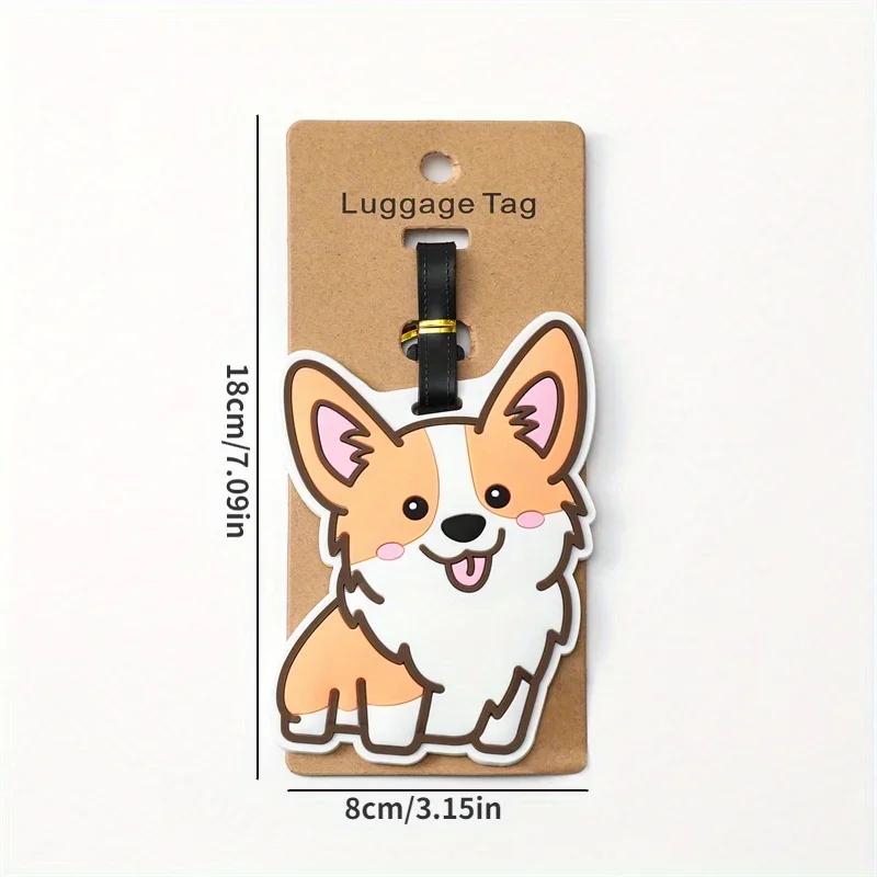 1pc Cute Corgi Travel Accessories Luggage Tag Creative Fashion Style Silicon Portable Travel Tag ID Address Holder