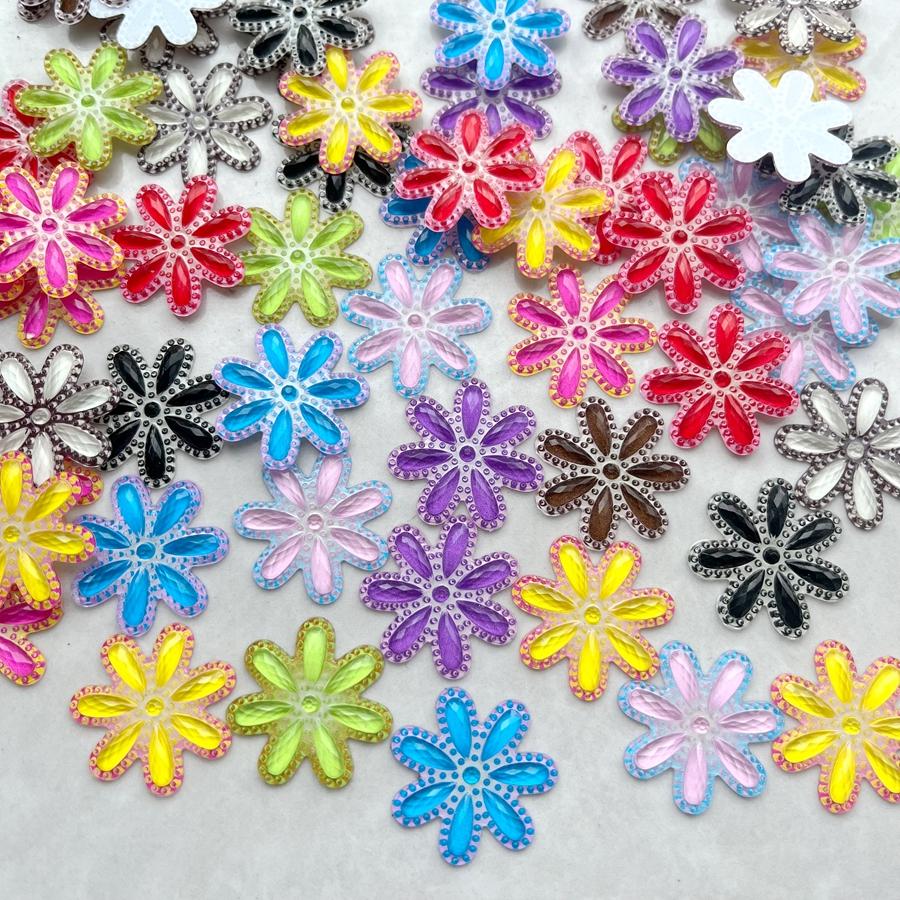 20 Pieces of 25mm Charming Flower Rhinestone Scrapbook Suitable for Jewelry Making DIY Various Handmade Decorations