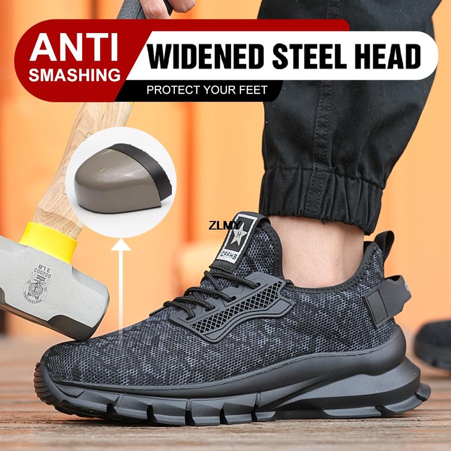 ZLMY New Safety Shoes Men Lightweight Steel Toe Sneakers Puncture Proof Comforty Work Safety Boots Man Construction Work Shoes
