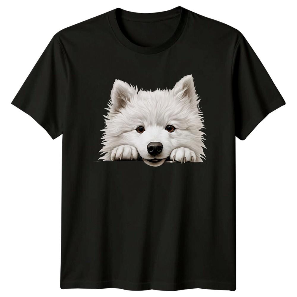 

Samoyed Dog Peek A Boo TShirt Cute Puppy Tee Gift Idea Unisex T-Shirt XXL