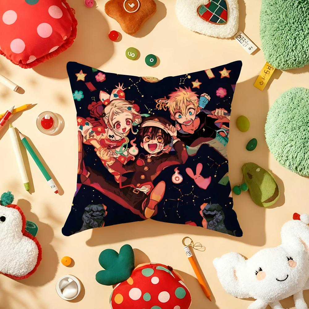 Anime Jibaku Shounen Hanako Kun Cushion Cover Plush Fabric Soft Double-Sided Printed Sofa Warm Winter Home Gift Pillow Cover