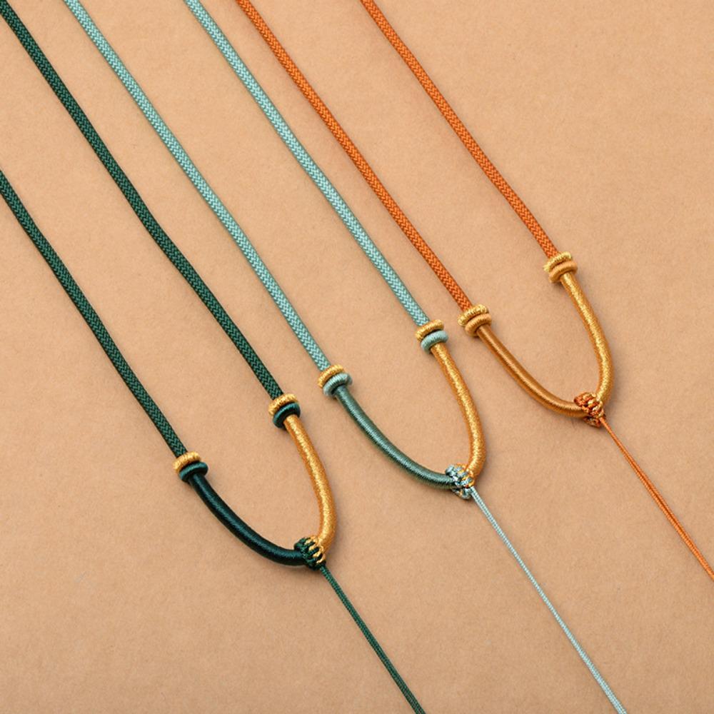 Colier bicolor țesut manual Colier cu frânghie Snur cu pandantiv reglabil pentru bărbați și femei