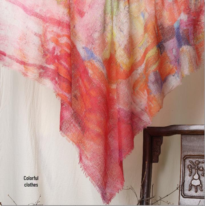 Cloud Mist Cashmere Scarf - 200 Count, Printed Square, Thin Neck Warmer (YRC5259)