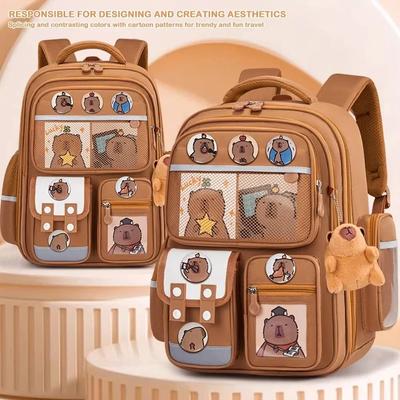Capybara School Bag Waterproof Backpack Large Capacity Alleviate Burden Protecting Spine Widen Straps Backpack for Students Gift