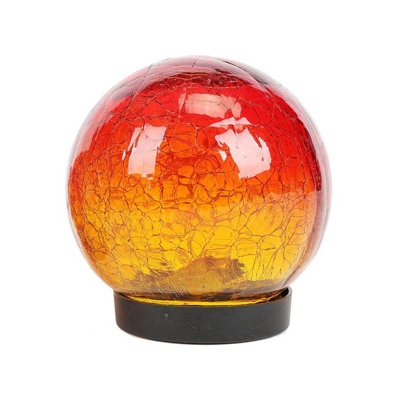 Solar Gradient Red Crackle Globe Light Outdoor Waterproof Garden Light Patio Decoration Lawn Light Glass