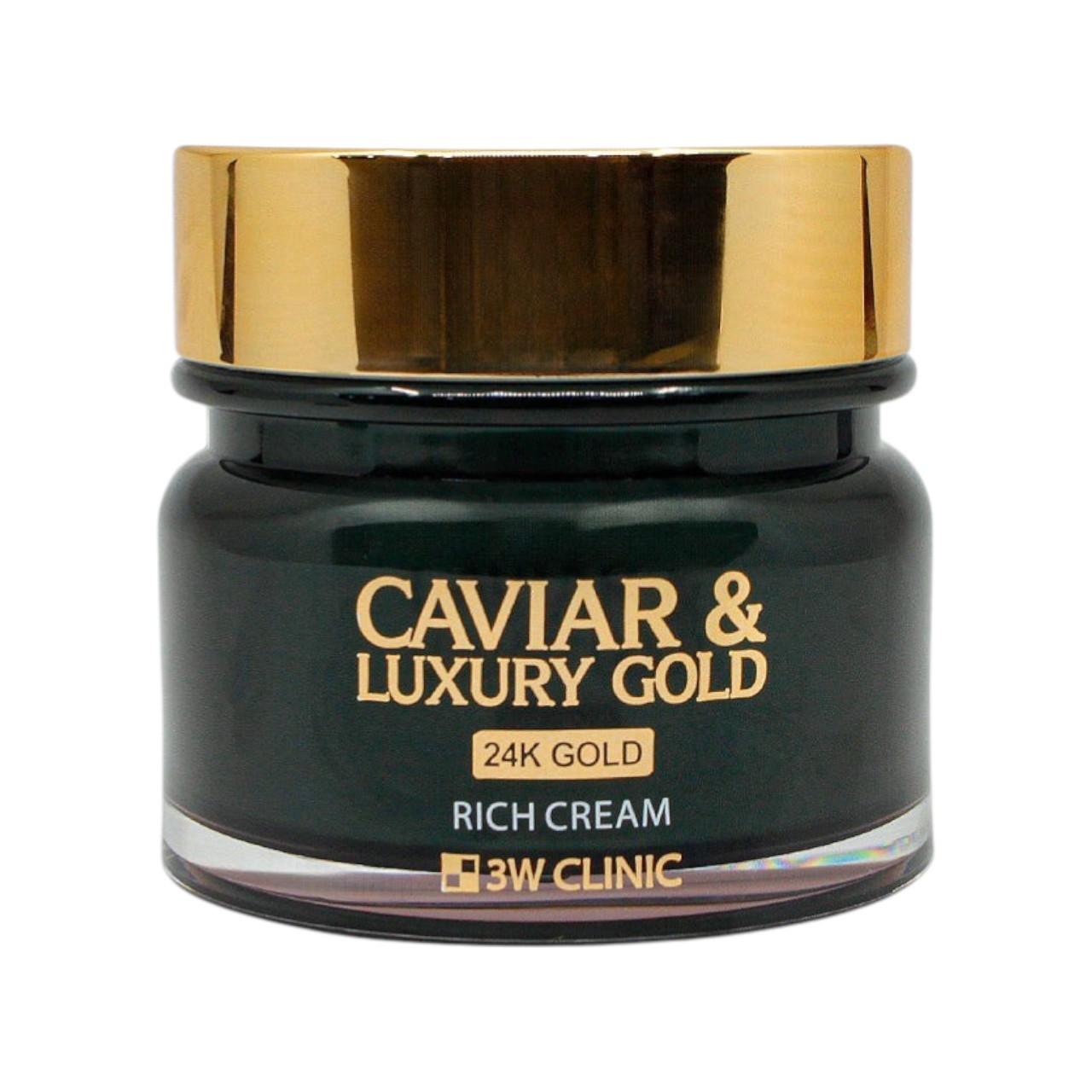 3W Clinic Caviar & Luxury Gold Rich Cream - Ultimate Nourishing & Anti-Aging Facial Moisturizer - 100g / 3.52 oz.