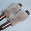 New Women 100% Real Genuine Knitted Rex Rabbit Fur Mittens Winter Warm Lady Real Fur Fingerless Gloves Handmade Knit Fur Mitten