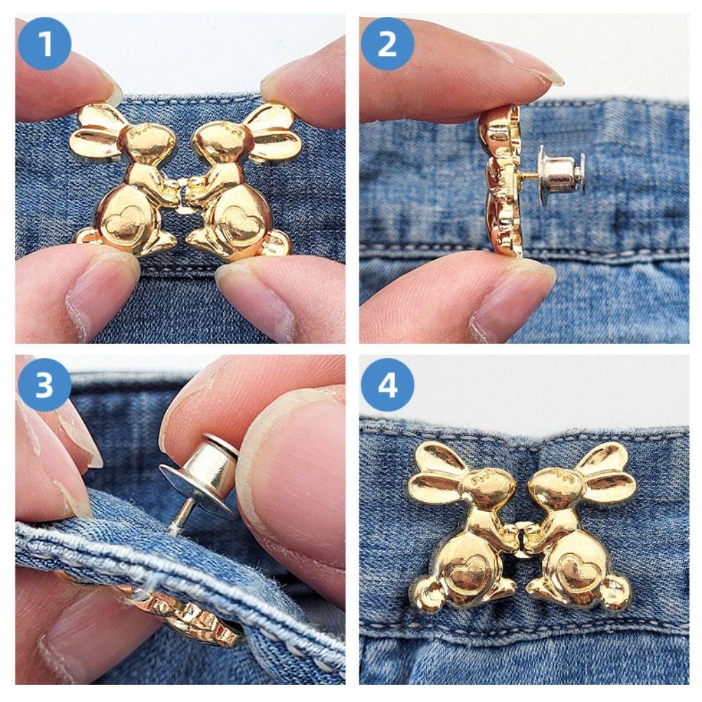 Waist Buckle Heart Rabbit Pants Button Tightener Jean Buttons for Loose Jeans  Waist Accessories