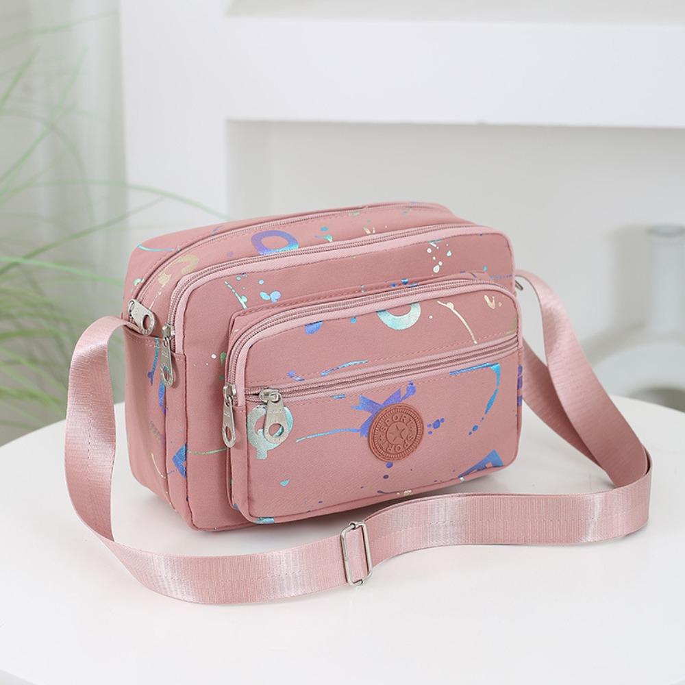 

Холщовая одноплечевая сумка большой вместимости, сумка из ткани Оксфорд, модная многослойная сумка через плечо, подарок розовый