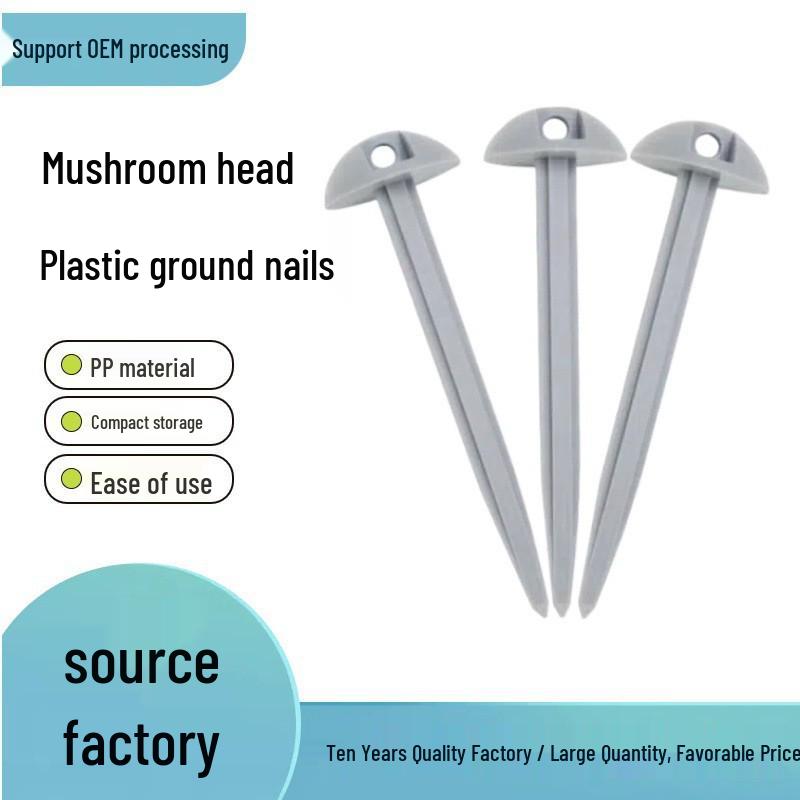 Children's Camping Mushroom-Head Tent Pegs - Small Plastic Ground Stakes
