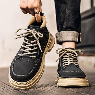 Martin Boots Men's Shoes 2025 New Autumn High-top Leather Shoes Platform-soled Non-slip Work Labor Insurance Shoes Outdoor Sports Trendy Shoes