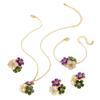 Vintage French Elegant Holiday Style Colored Dripping Flower Necklace Bracelet Temperament Jewelry Set Women
