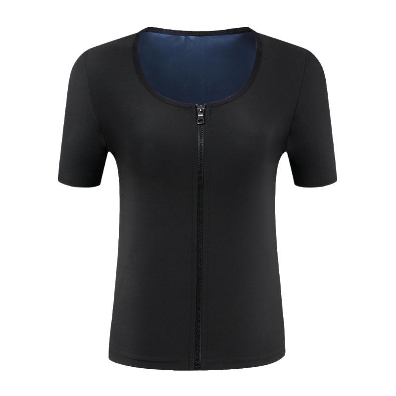 Frauen Yoga Trainingsanzug Laufsport Fitness Kurzarm Shapewear Bauch Burst Schweiß Korsett