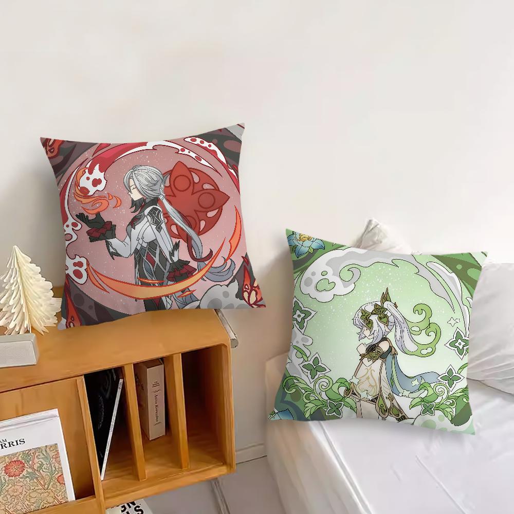 Game Genshin Impact girl a cushion cover Pillow Cover Decoration Room Home Sofa living Office Car Nordic Simplicity