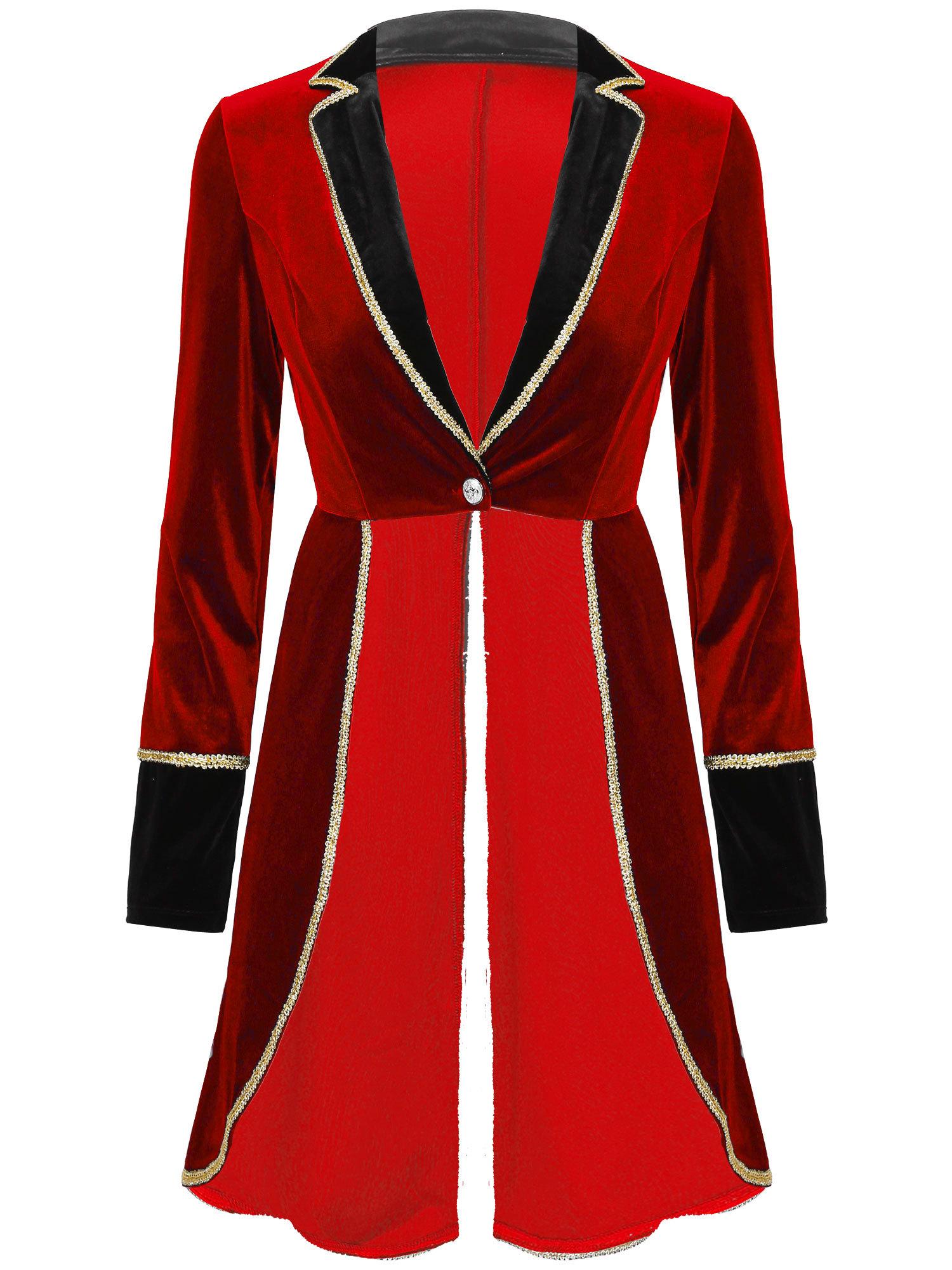 

Жіноче оксамитове карнавальне пальто з лацканами, з довгими рукавами, костюмна куртка для вечірок на Хелловін S червоний