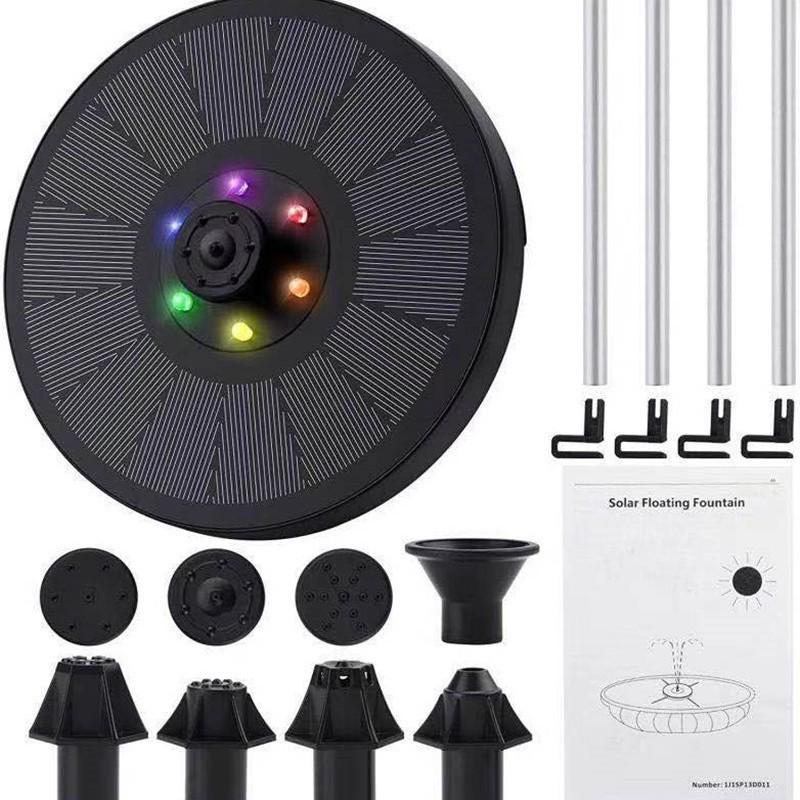 Solar Floating Fountain with Battery and LED Lights for Outdoor Ponds