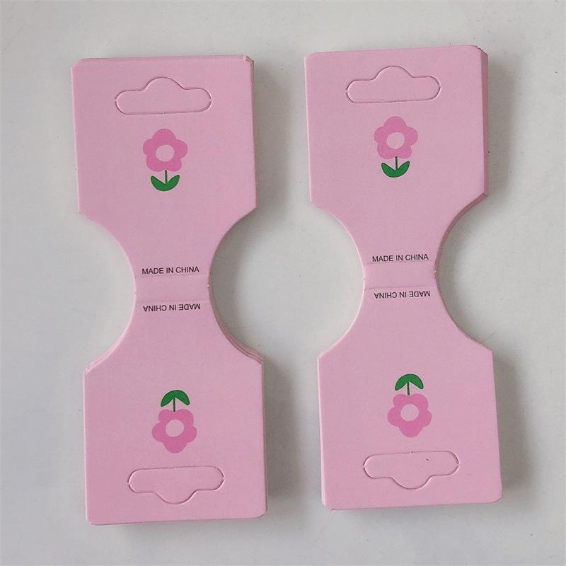 50Pcs Pink Flower Fold Packing Cardboard For Handmade Necklace Bracelet Headwear Hairband Display Cards Retail Hanging Labels