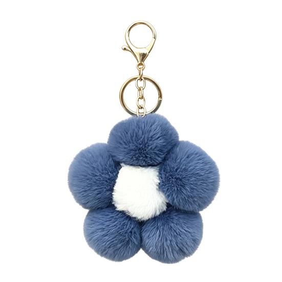 Lightweight Bag Decor Plush Flower Keychain for Handbags, Five-petal Charm, Metal Key Chain Fluffy Backpack Hanging Accessory Women