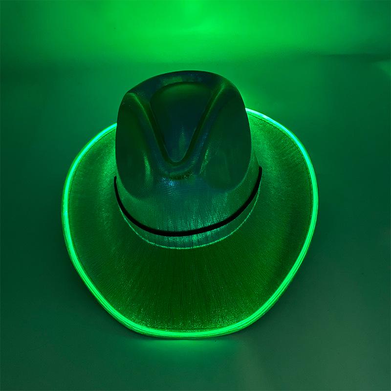 Iridescent LED Light-Up Cowboy Hat for Cosplay & Halloween