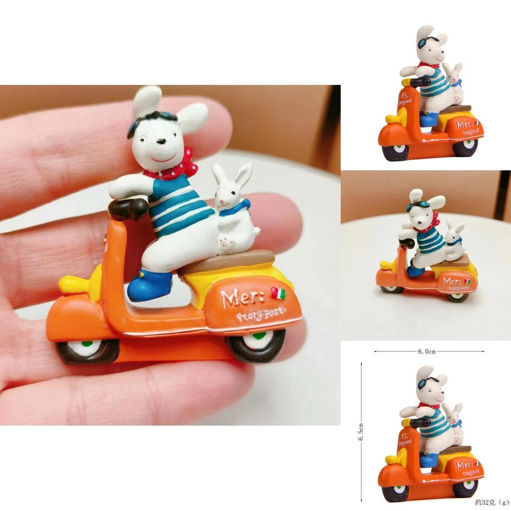 Resin Cartoon Dog Rabbit Miniature Ride Motorcycle For Desk Decor And Gift Giving