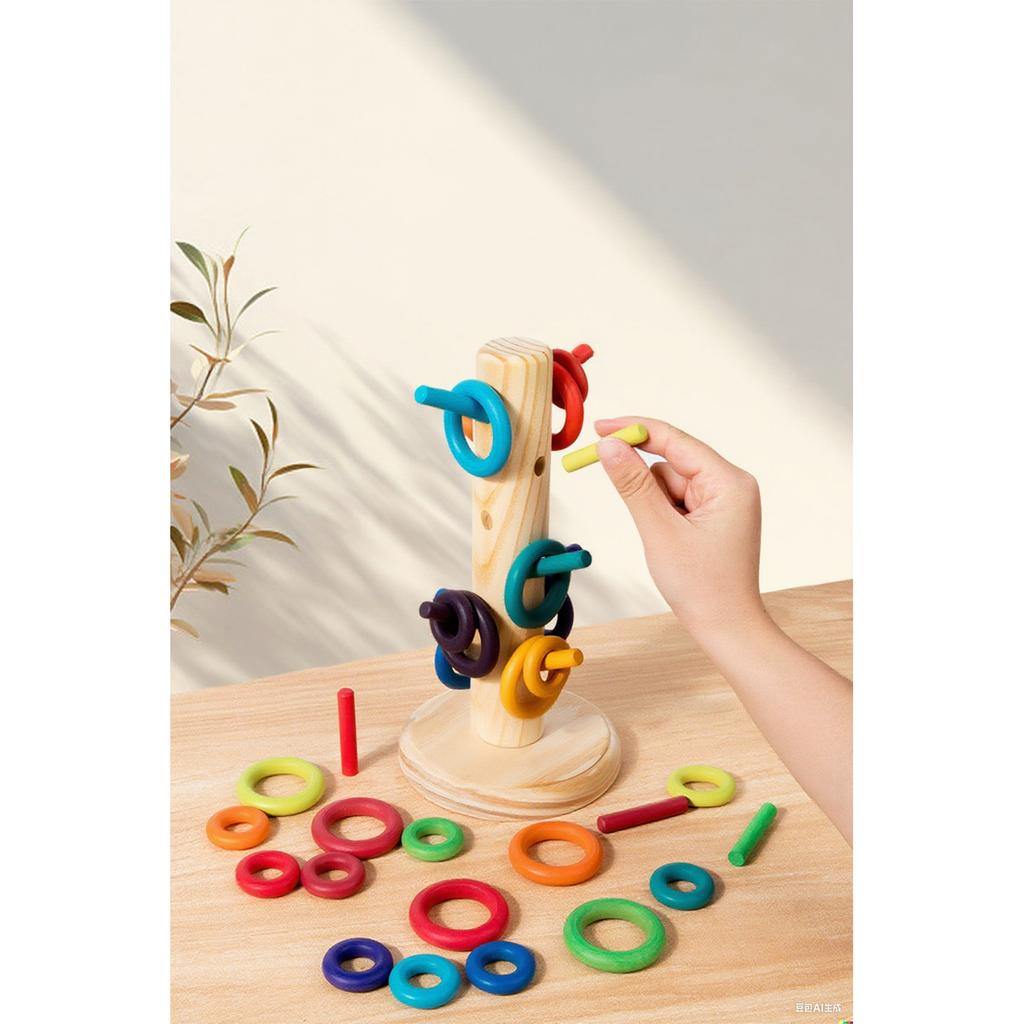 Wooden Tree Circular Hand Eye Coordination Puzzle Toy