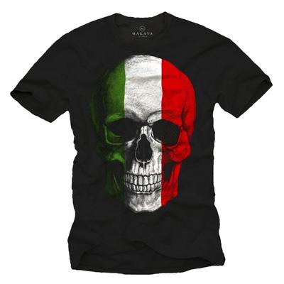 Italien Flagge Herren T-Shirt mit Totenkopf - Herren Totenkopf Fußballtrikot