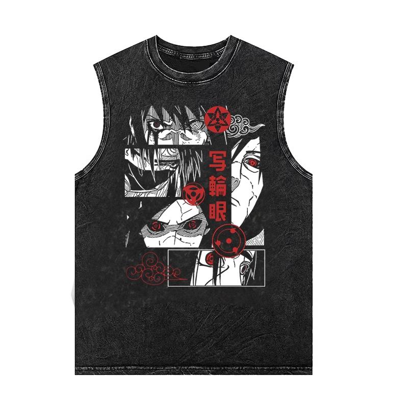 Anime Men's Tank Tops Summer Women's Gym T Shirt Oversized Vintage Washed Vest Harajuku Man Sleeveless Clothes