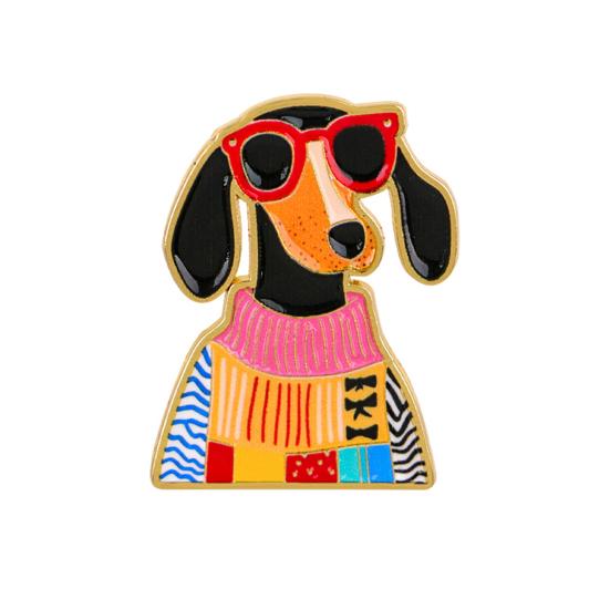 

Decorative Brooch Enamel Cartoon Dachshund Design Zinc Alloy Lapel Pin Sweater Dress Suit Lapel Badge Versatile Accessory A