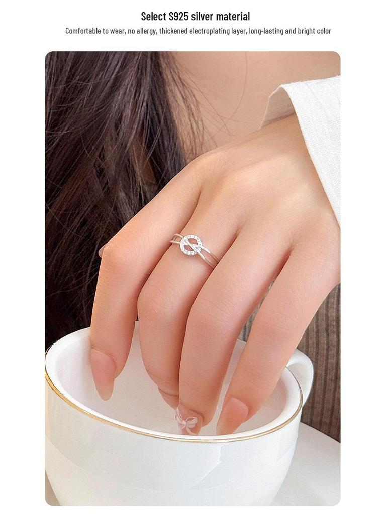 Adjustable S925 Silver Luxury Full Diamond Cross Ring for Women’s Index Finger