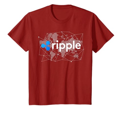 Ripple XRP Logo Cryptocurrency Blockchain World Map T-Shirt