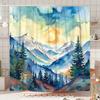 Elegant Watercolor Mountains and Sun Waterproof Shower Curtain – Perfect for Adding a Serene and Nature-Inspired Touch
