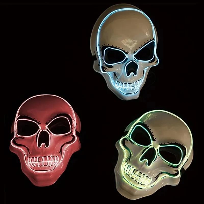 LED Glowing Skull Mask Halloween Mask Terror Mask Cold Light Mask Role Playing Masquerade Ball