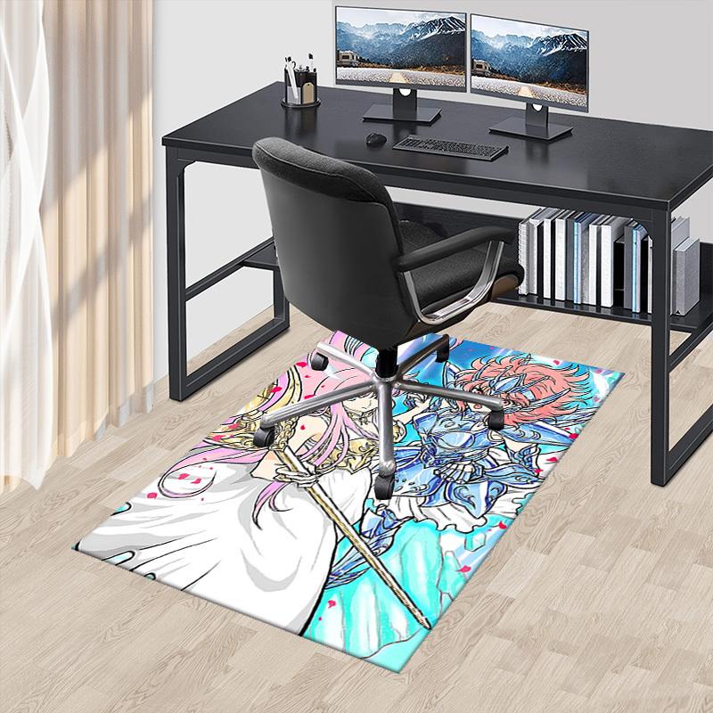 1pc Office Chair Mat - Saint Seiya Athena & Phoenix Ikki Decorative Rug for Home, Office, Living Room, Bedroom, Non-Slip Carpet Suitable for All Seaso 60cm by 90cm
