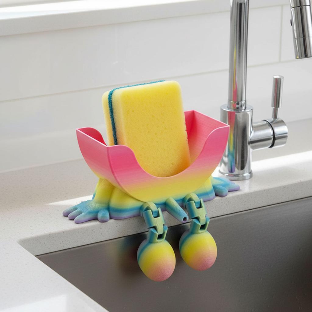 Smiling Sponge Holder 3D Printing Sponges Soap Holder Drying Rack for Scrub Daddy Kitchen Countertop Sink Organizer
