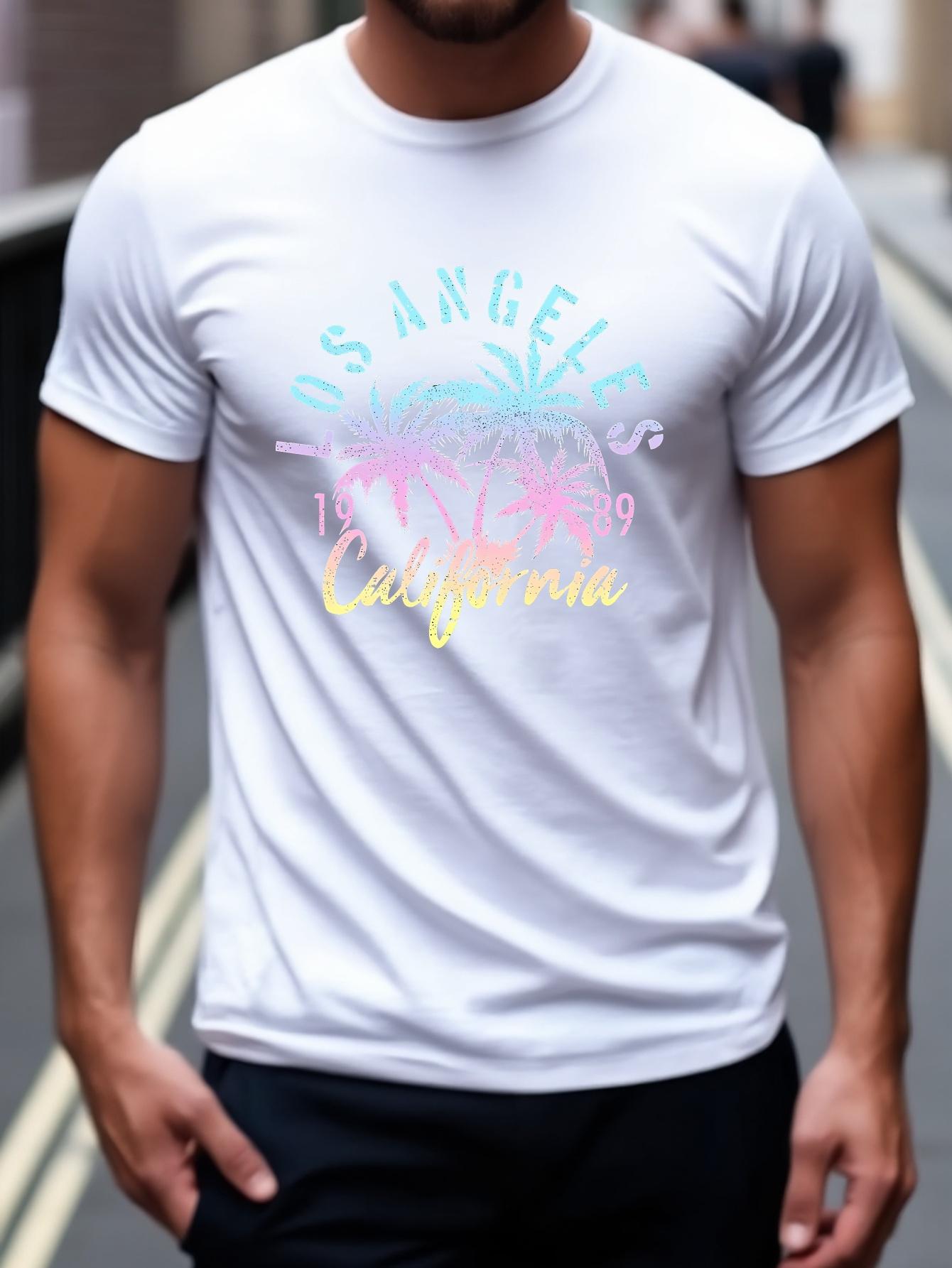 Yuan California Tropical Graphic T-shirt - Lightweight Quick-Dry Cotton Blend Tee XXXXL